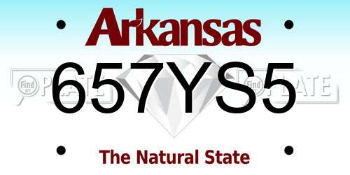 657YS5 Arkansas License Plate