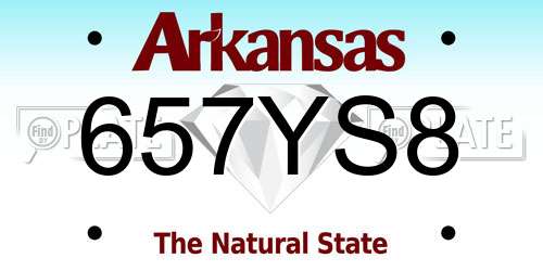 657YS8 Arkansas License Plate