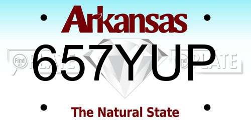 657YUP Arkansas License Plate