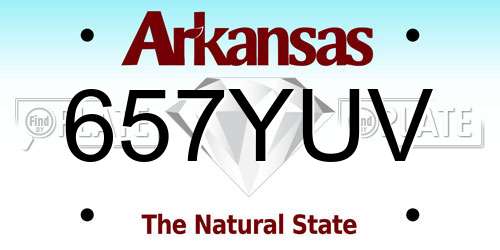 657YUV Arkansas License Plate