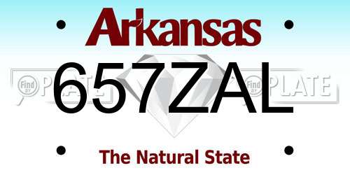 657ZAL Arkansas License Plate