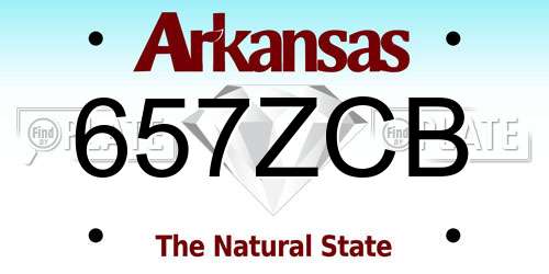 657ZCB Arkansas License Plate