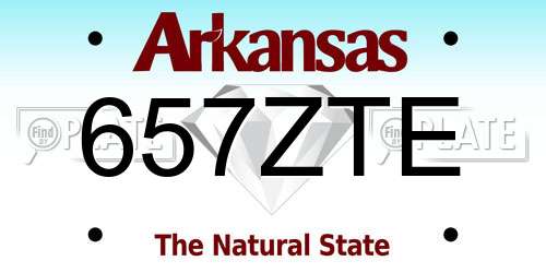 657ZTE Arkansas License Plate