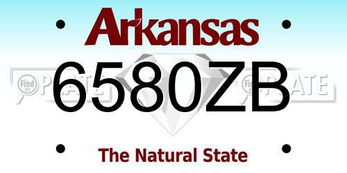 6580ZB Arkansas License Plate
