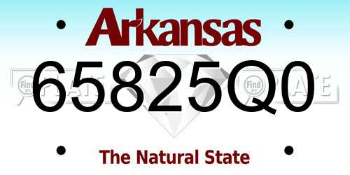 65825Q0 Arkansas License Plate