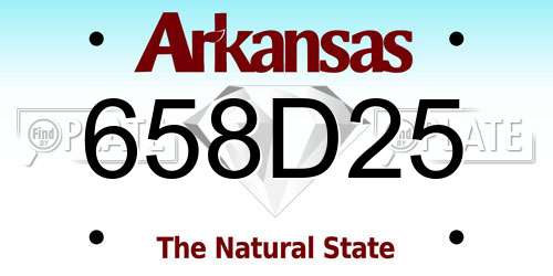 658D25 Arkansas License Plate