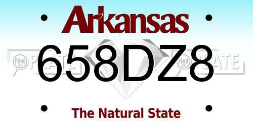 658DZ8 Arkansas License Plate