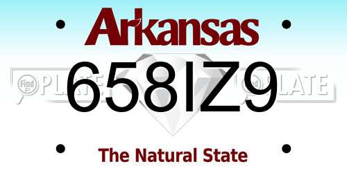 658IZ9 Arkansas License Plate