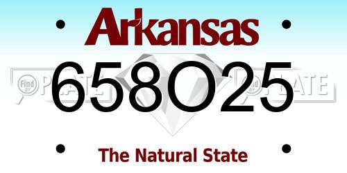 658O25 Arkansas License Plate