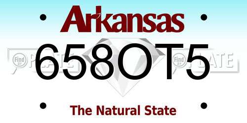 658OT5 Arkansas License Plate