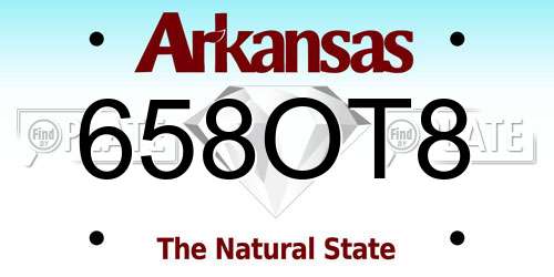 658OT8 Arkansas License Plate