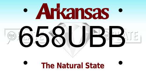 658UBB Arkansas License Plate