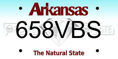 658VBS Arkansas License Plate