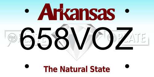 658VOZ Arkansas License Plate