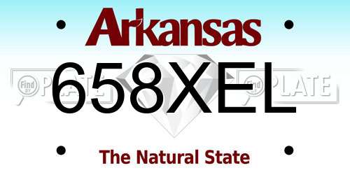 658XEL Arkansas License Plate