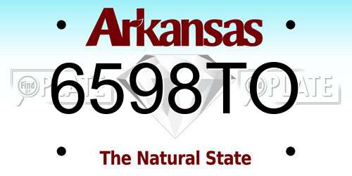 6598TO Arkansas License Plate
