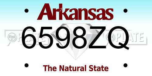 6598ZQ Arkansas License Plate