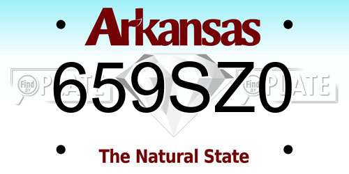 659SZ0 Arkansas License Plate