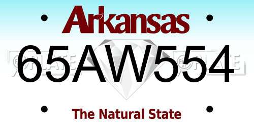 65AW554 Arkansas License Plate