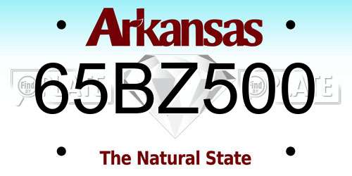 65BZ500 Arkansas License Plate