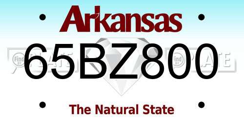 65BZ800 Arkansas License Plate