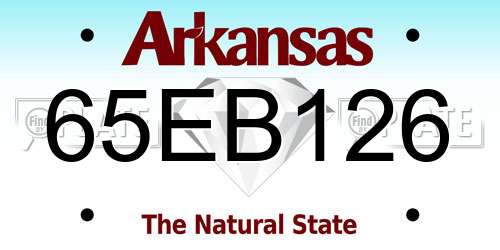 65EB126 Arkansas License Plate