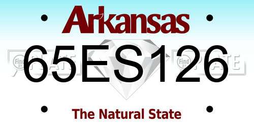 65ES126 Arkansas License Plate