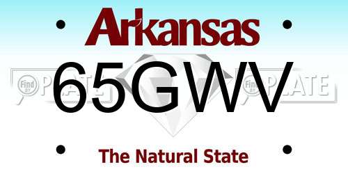 65GWV Arkansas License Plate