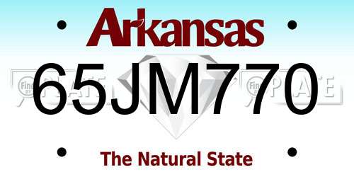 65JM770 Arkansas License Plate