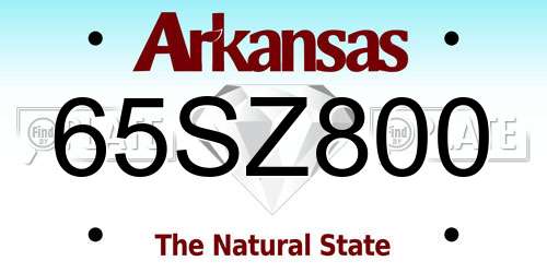 65SZ800 Arkansas License Plate