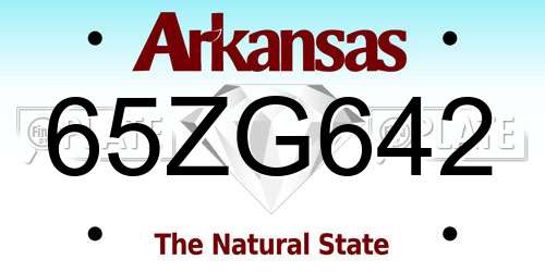 65ZG642 Arkansas License Plate
