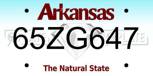 65ZG647 Arkansas License Plate
