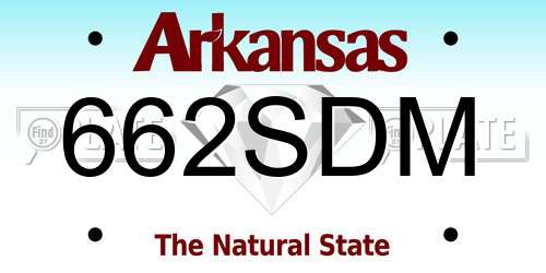 662SDM Arkansas License Plate