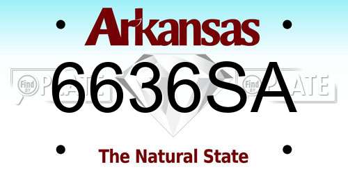 6636SA Arkansas License Plate
