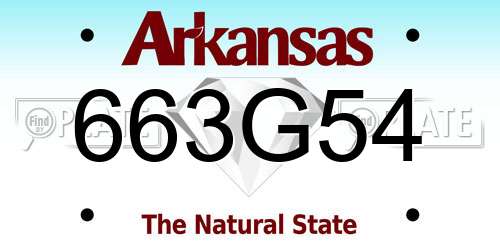 663G54 Arkansas License Plate