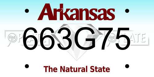 663G75 Arkansas License Plate