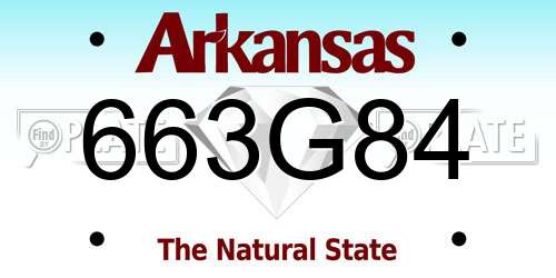 663G84 Arkansas License Plate