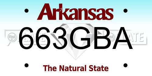 663GBA Arkansas License Plate