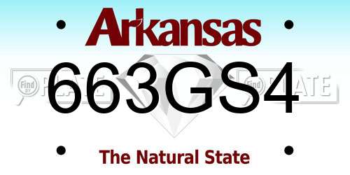 663GS4 Arkansas License Plate
