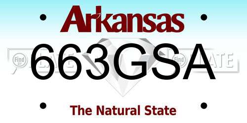 663GSA Arkansas License Plate
