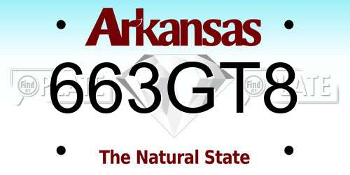 663GT8 Arkansas License Plate
