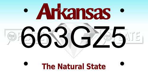 663GZ5 Arkansas License Plate