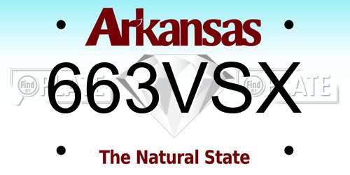 663VSX Arkansas License Plate