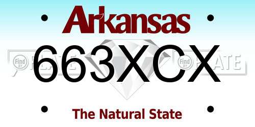 663XCX Arkansas License Plate