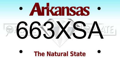 663XSA Arkansas License Plate