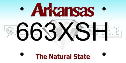 663XSH Arkansas License Plate