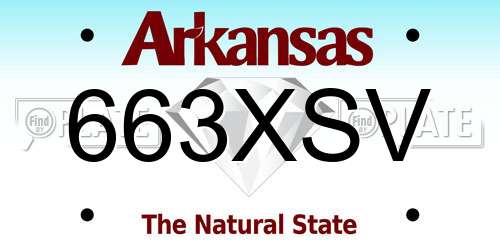 663XSV Arkansas License Plate
