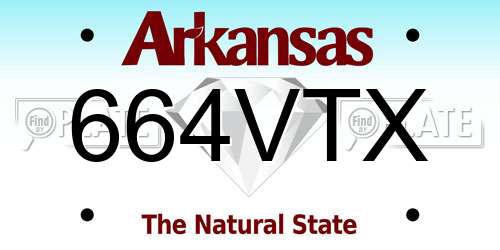 664VTX Arkansas License Plate