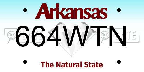664WTN Arkansas License Plate