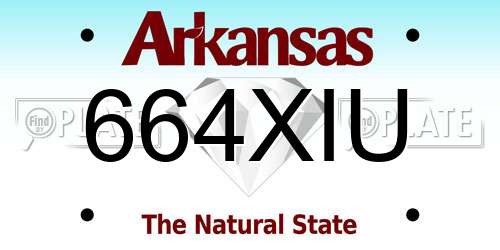 664XIU Arkansas License Plate